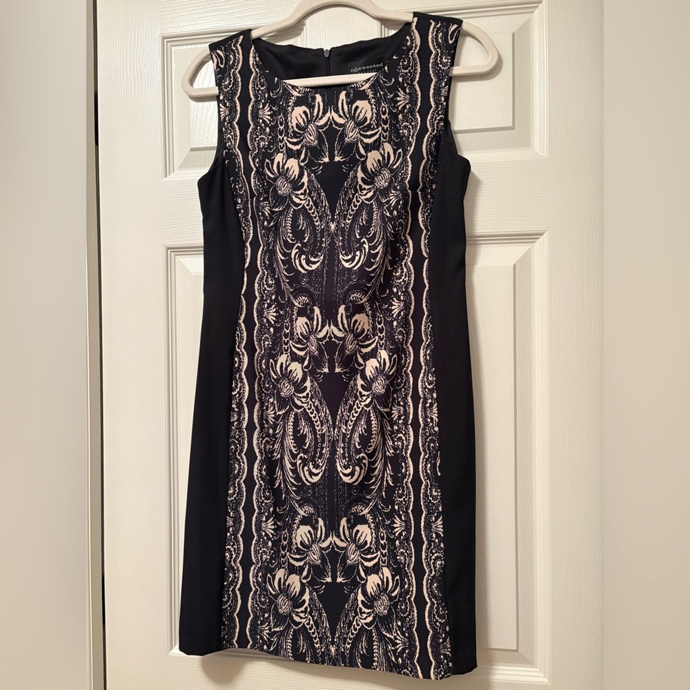 Connected Black and Cream Sheath Dress